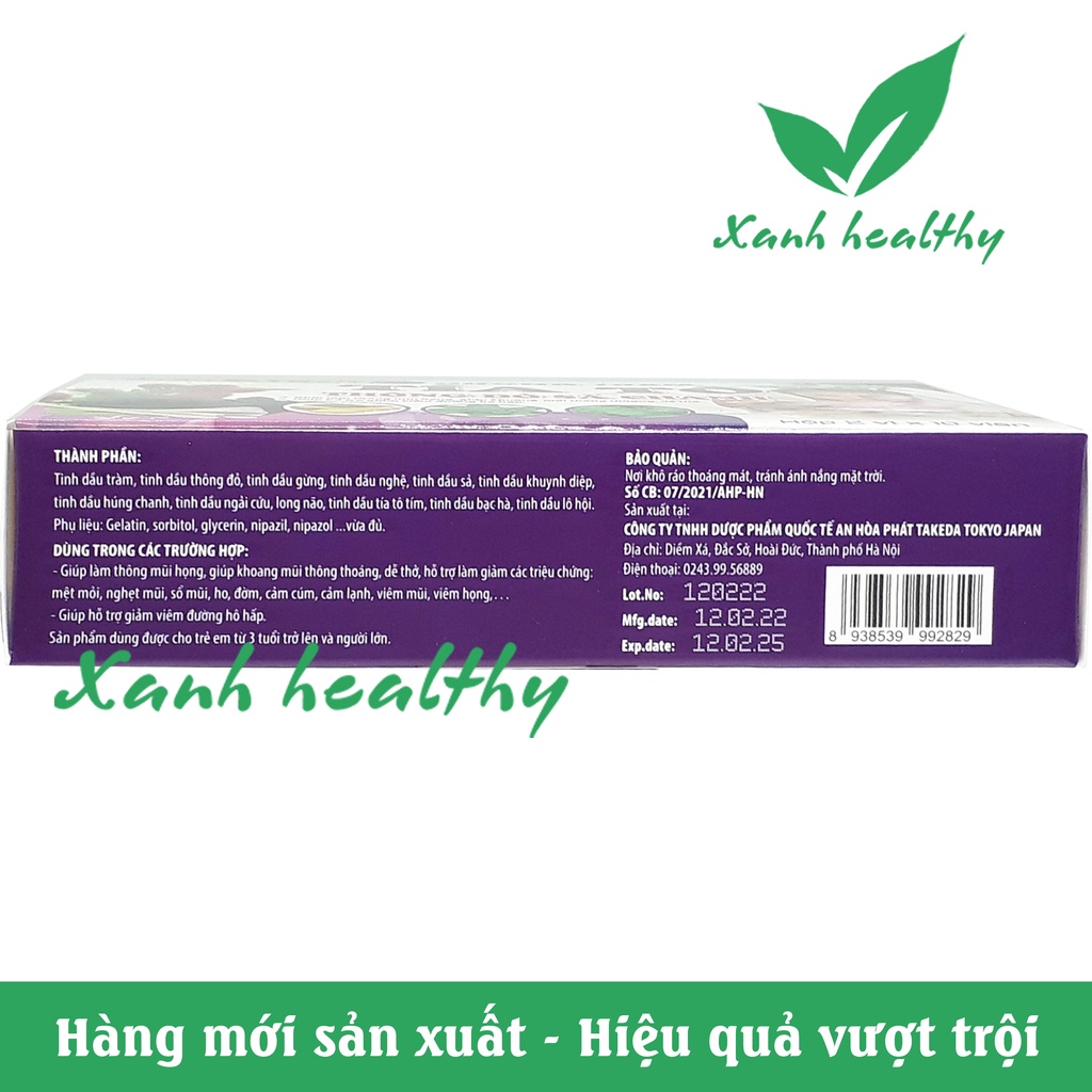 Viên Xông Hương Tràm Tía Tô - Giúp thông mũi họng, giảm viêm đường hô hấp- hộp 20 viên