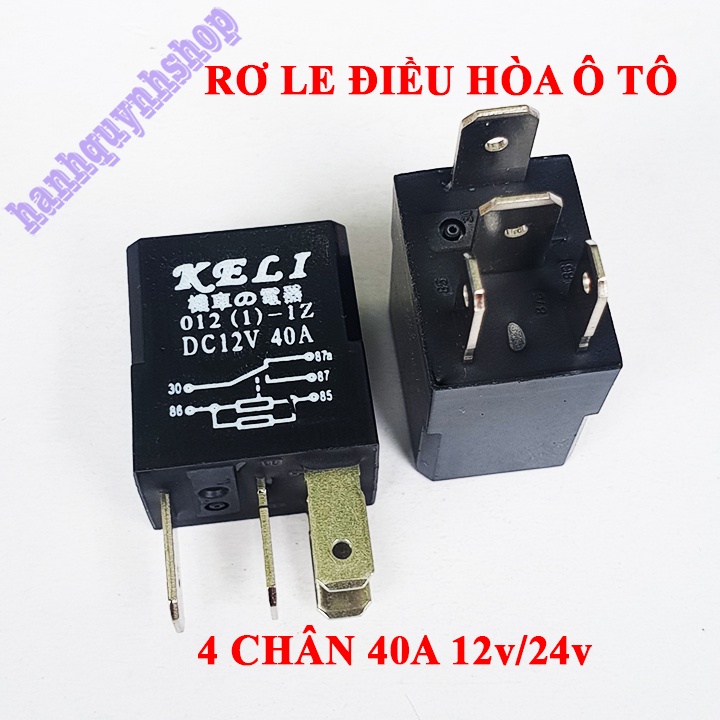 Rơ le điều hòa ô tô 4 chân 12V 40A hoặc 24V 40A màu đen (giá bán 1 cái)