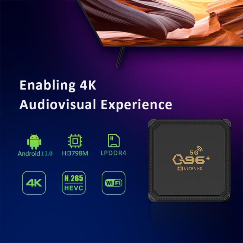 TV Box Q96+5G lõi tứ thông minh 2.4G/5.8G Dual WIFI 4K 2021 8GB+128GB Android 10.0