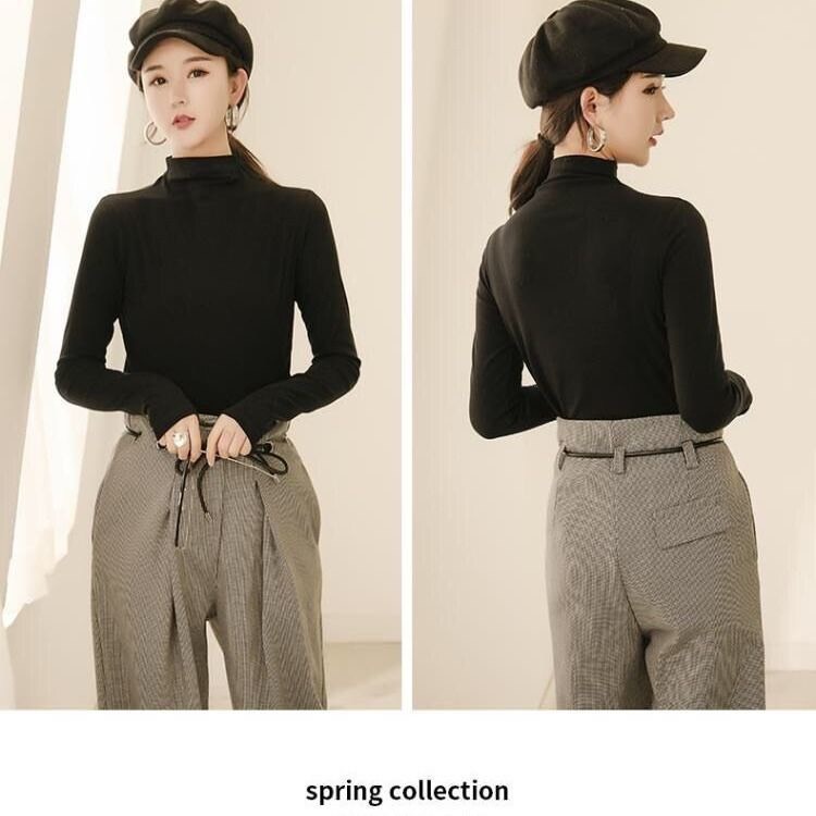 Áo Giữ Nhiệt Nữ Cổ Lọ Cao Cấp/ Áo Thun Trơn Dài Tay, Co Giãn 4 Chiều, Không Bai Dão