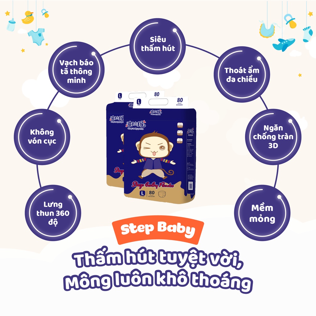 STEPBABY - CHỌN QUÀ Ở LINK - 1 bịch ĐẠI / MINI 🙉 Tã/Bỉm quần/dán Step Baby 🙉 Babycute, Sumikko, Takizumi, Bỉm khỉ, voi