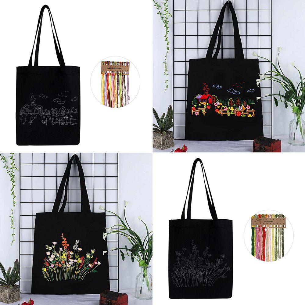 Bộ Dụng Cụ Tự Thêu Túi Vải Canvas Họa Tiết Cầu Vồng Xinh Xắn