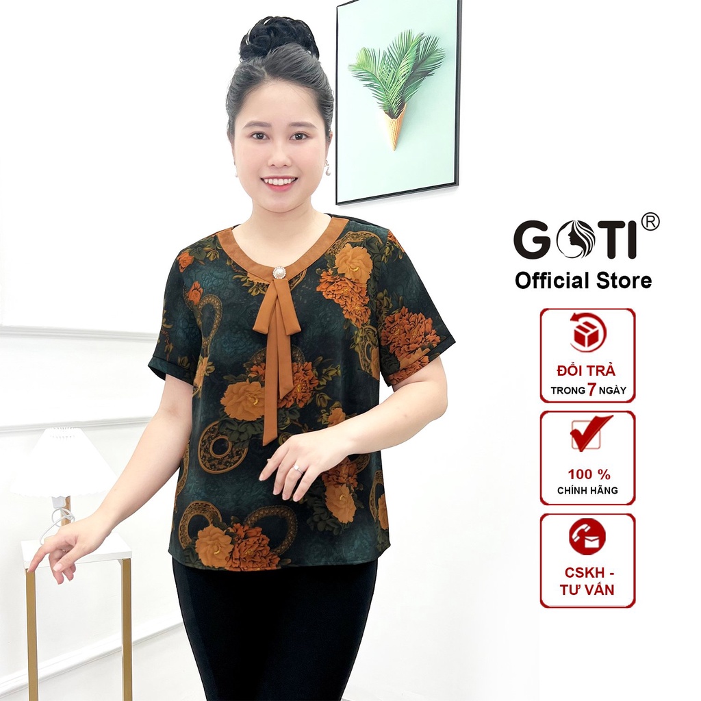 GOTI - Áo Kiểu Trung Niên Size Lớn Dạng Áo Sơ Mi Trung Niên Thời Trang U50-60 In Họa Tiết 3A36 3A34