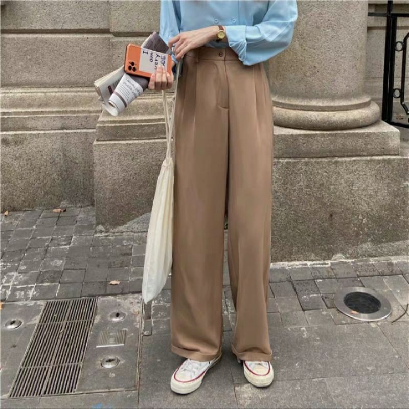 Quần tây ống suông lưng cao thanh lịch phong cách Hàn Quốc ulzzang