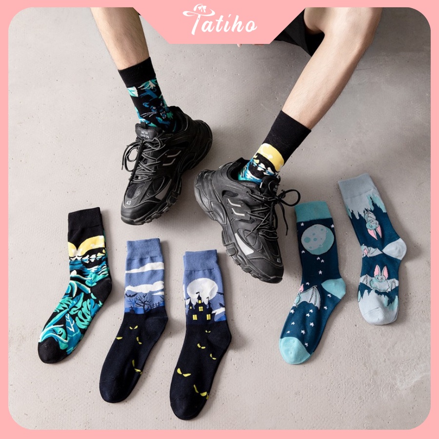 [Hàng Xịn, Giá Tốt] Vớ Tất Nam Nữ Unisex Cổ Cao Cotton Họa Tiết Sắc Màu Rực Rỡ Phong Cách Cá Tính - Mã TV009
