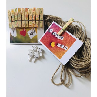 10 Kẹp gỗ - Dây thừng và Combo in ảnh 6x9, 9x12