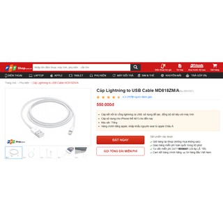 Cáp iPhone X iPhone 8/7 chính hãng Apple Store