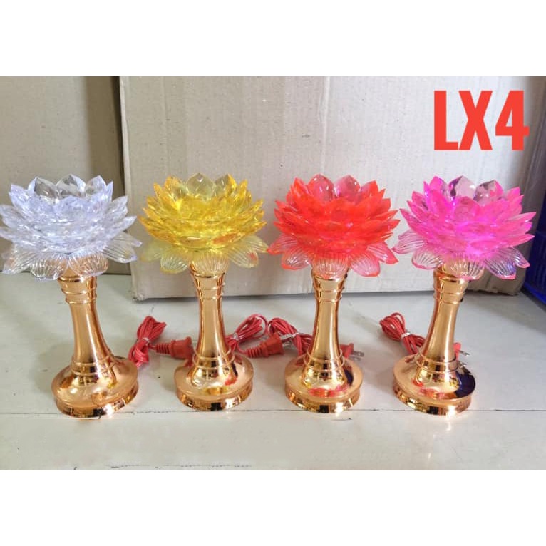 Bộ 2 đèn thờ cúng hoa sen LX04 , đèn để bàn thờ, đèn hoa sen