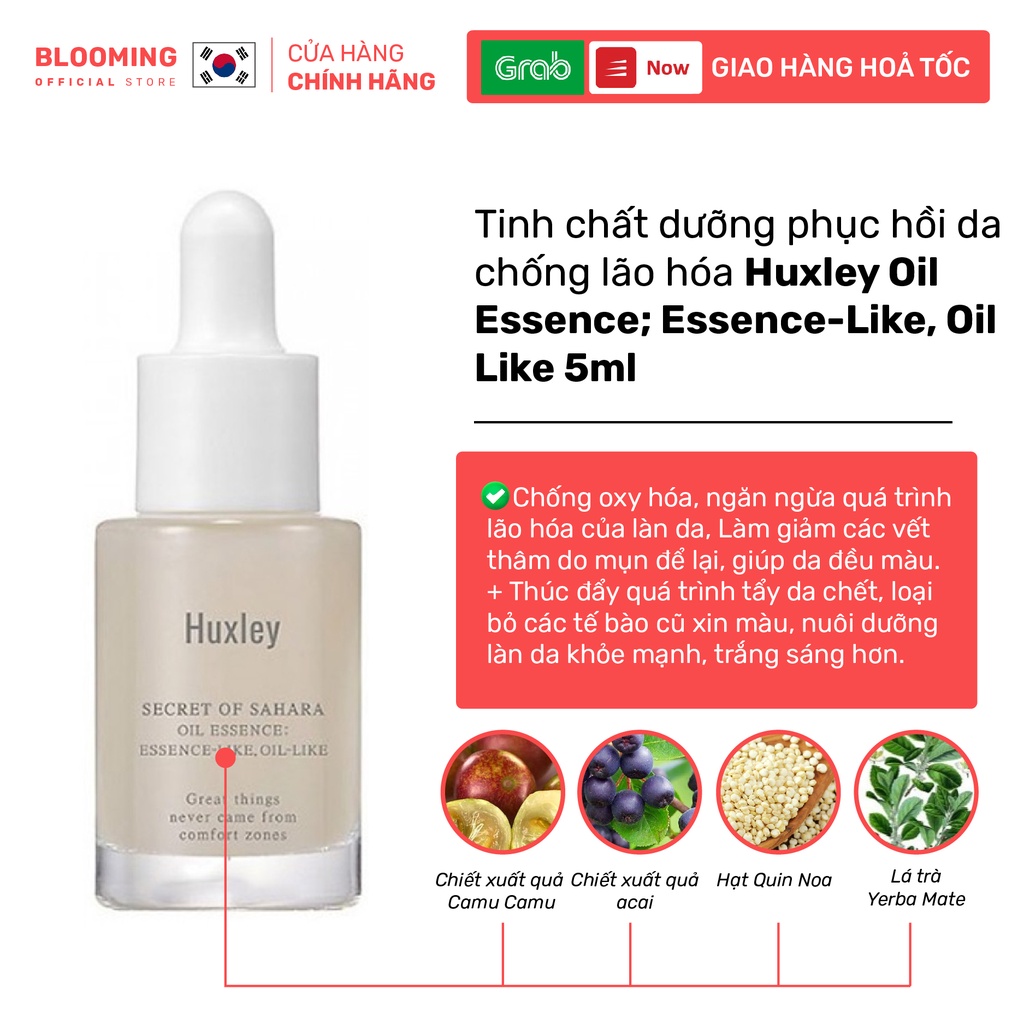 Tinh chất dưỡng phục hồi da chống lão hóa Huxley Oil Essence; Essence-Like, Oil Like 5ml - (Huxley Mini)