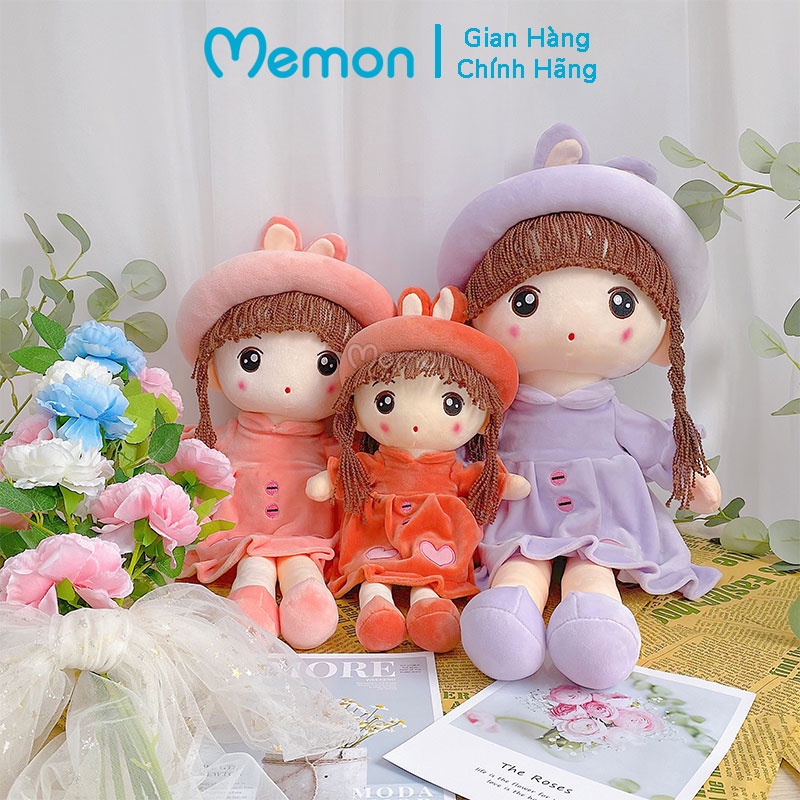 Gấu Bông Búp Bê Váy Tim Mũ Tai Thỏ Cho Bé Cao Cấp Memon