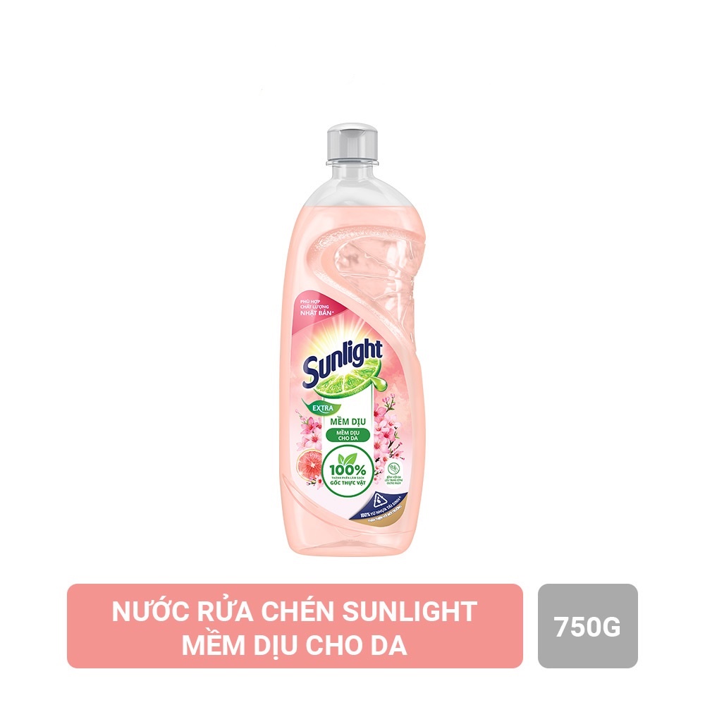 Nước rửa chén Sunlight Mềm Dịu Hương Bưởi Tây & Hoa Anh Đào chai 750g