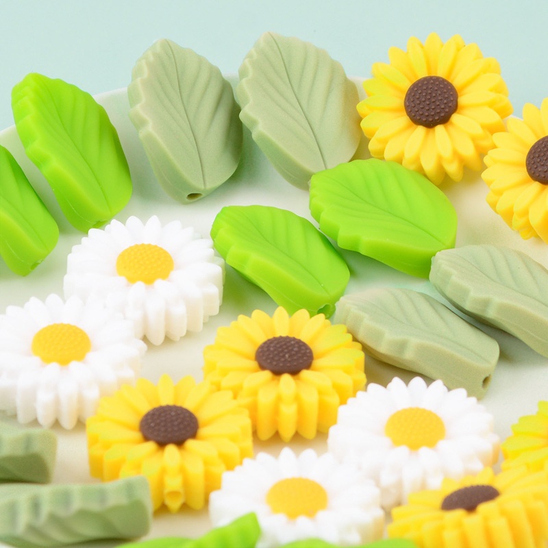 Đồ Chơi Ngậm Nướu Bằng Silicon Hình Hoa Cúc / Lá Hoạt Hình Xinh Xắn Dành Cho Bé