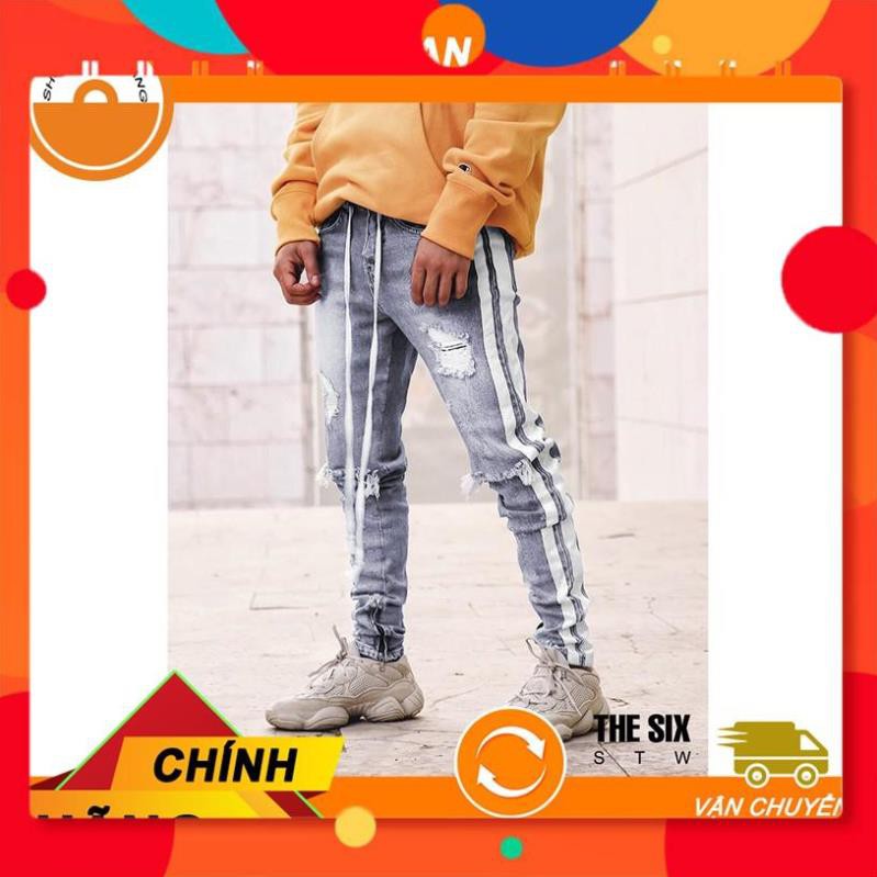 New BIG SIZE (65-100kg) QUẦN JEAN/ QUẦN BÒ NAM PACSUN XANH 2 LINE RÁCH GỐI -Y34 ࿑