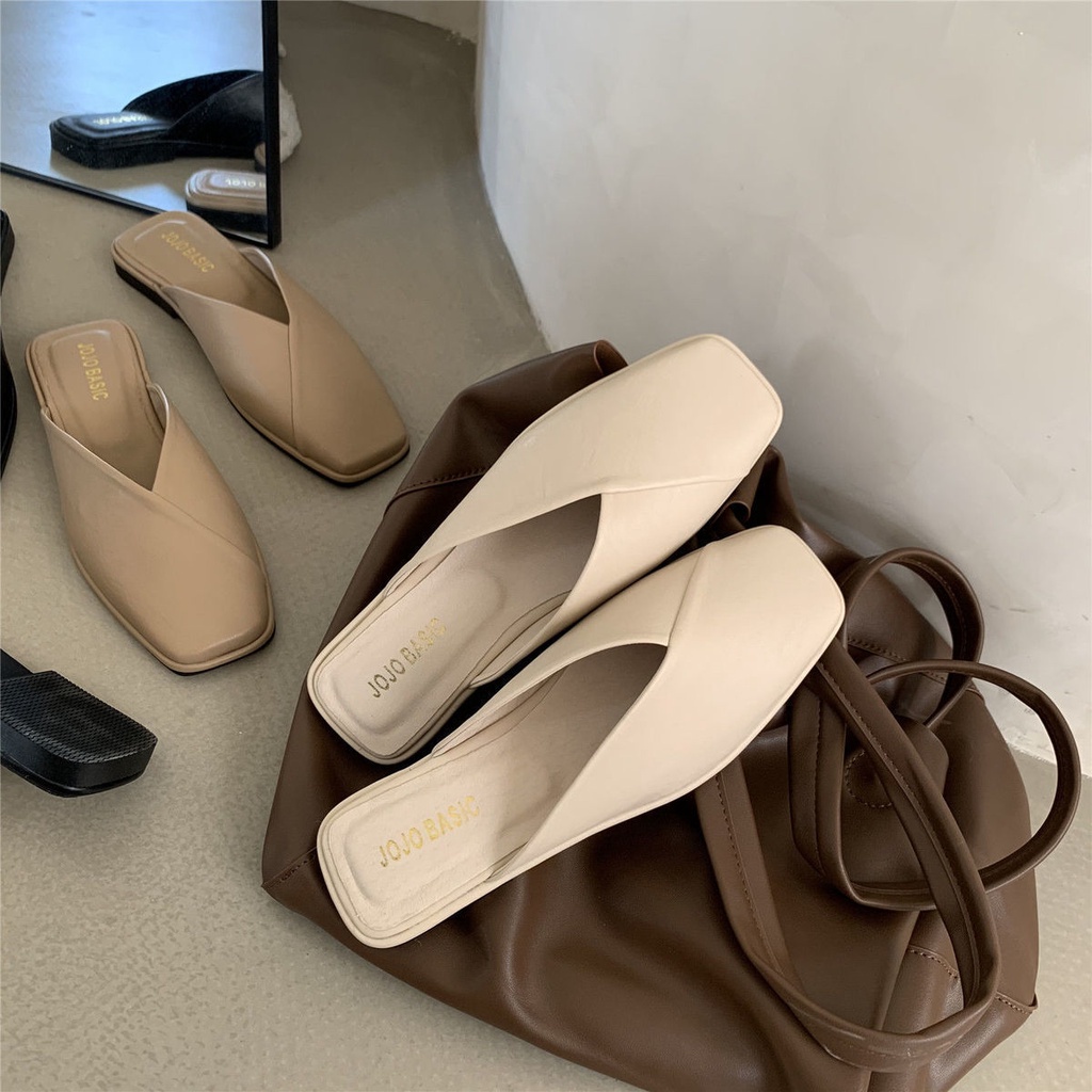 Dép bít mũi đế bằng mềm mại size 34~43 thanh lịch thời trang cho nữ