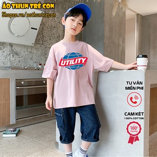 Quần Áo Trẻ Em Áo Thun Ngắn Tay Utility Phong Cách Đơn Giản Âu Mỹ Basic 100% Cotton