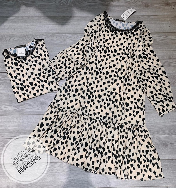 Váy xuông hoạ tiết bi xinh yêu