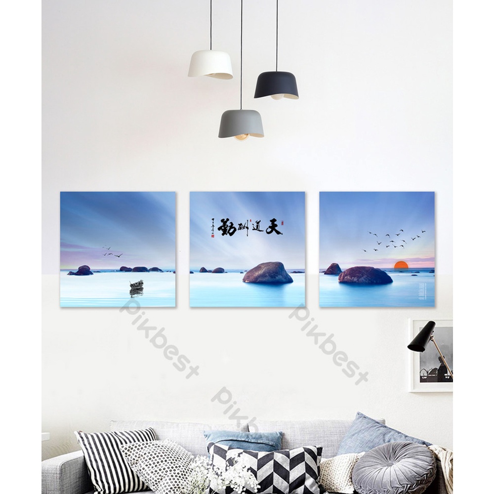 In hình ép gỗ Laminate TRANH PHONG CẢNH - Mẫu 1 (3 Vuông 3x20x20, 3x25x25, 3x30x30). In ảnh theo yêu cầu