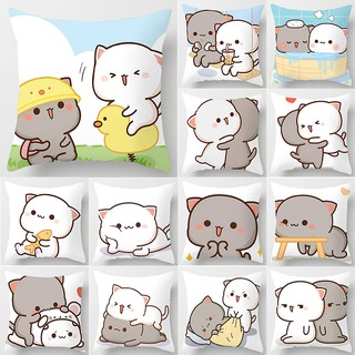 Áo Gối Hình Vuông In Hình Mèo Đáng Yêu Kích Thước 45cm X 45cm