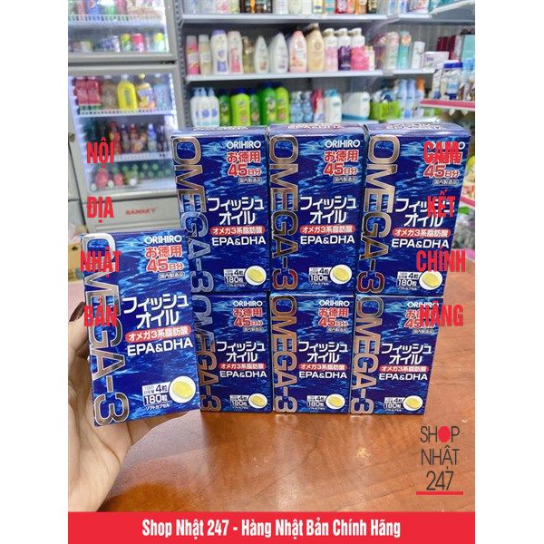 Dầu cá Omega 3 Orihiro fish oil, Omega 3 EPA & DHA Orihiro 180 viên Nhật Bản | BigBuy360 - bigbuy360.vn