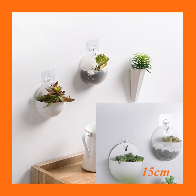 Chậu nhựa 15cm trồng cây mini treo tường - lọ cắm hoa mini dán tường