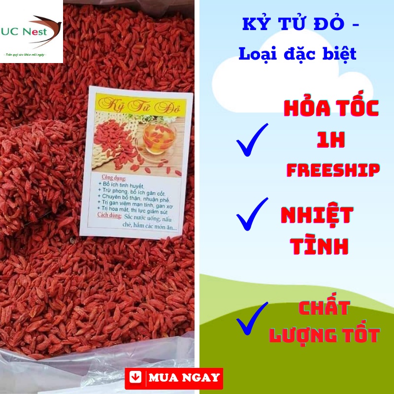 Kỷ tử đỏ khô hữu cơ loại 1 uống trà hoặc trưng với yến sào