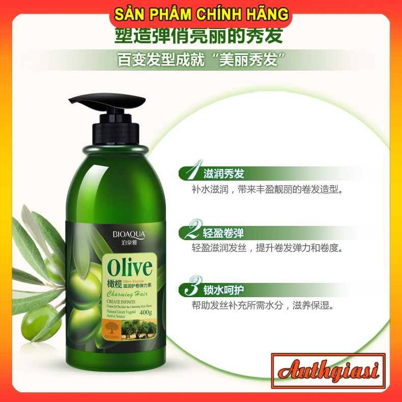Siêu phẩm 4 BƯỚC dưỡng tóc Bioaqua Olive Gel bóp giữ nếp tóc xoăn dầu gội ủ xả dưỡng