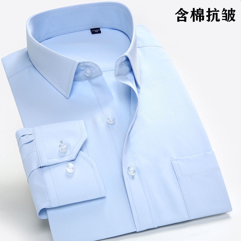 Áo Sơ Mi Cotton 25% Kẻ Sọc Tay Dài Chống Nhăn Thời Trang Công Sở Cho Nam Giới Trung Niên