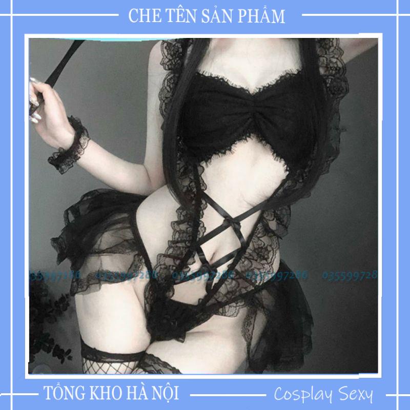 Váy Ngủ Hai Dây Cosplay Hầu Gái Sexy, Bikini Ren Sexy Gợi Cảm Hai dây DJ bốc lửa Mã HGD004