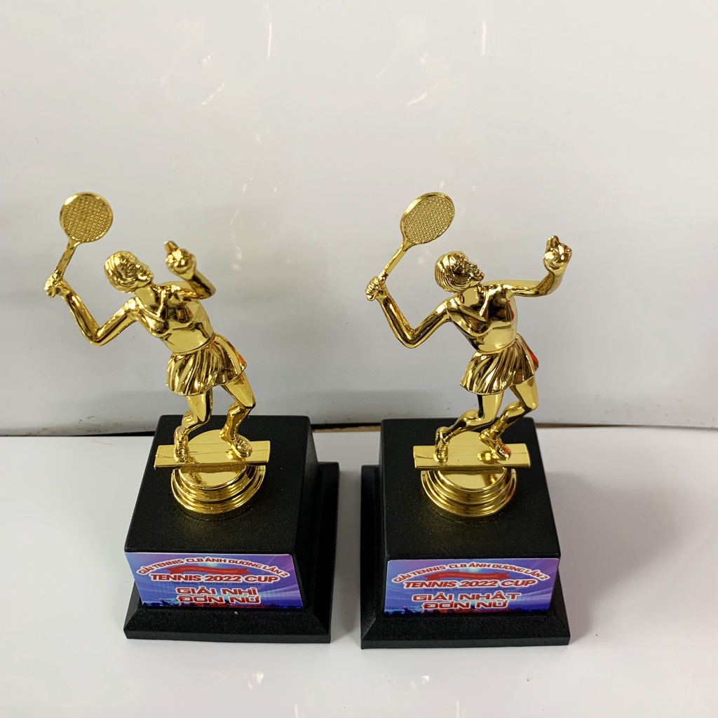 Cup tennis đơn nữ kích thước 18cm ✨Chất liệu hợp kim mạ vàng sáng bóng