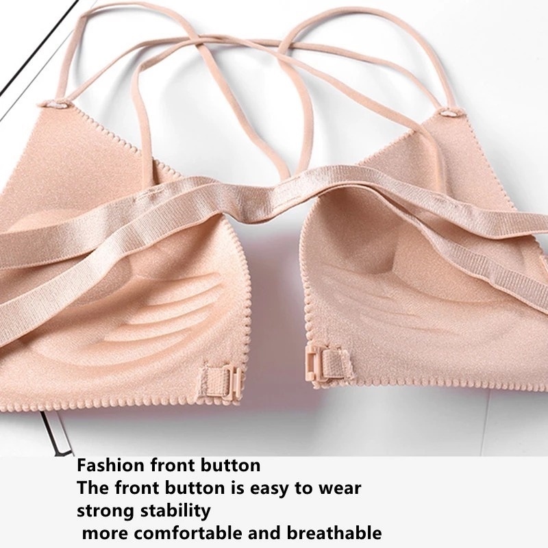 Áo Lót Mềm Không Đường May Dây Chéo Thoải Mái Thoáng Khí Cho Nữ
