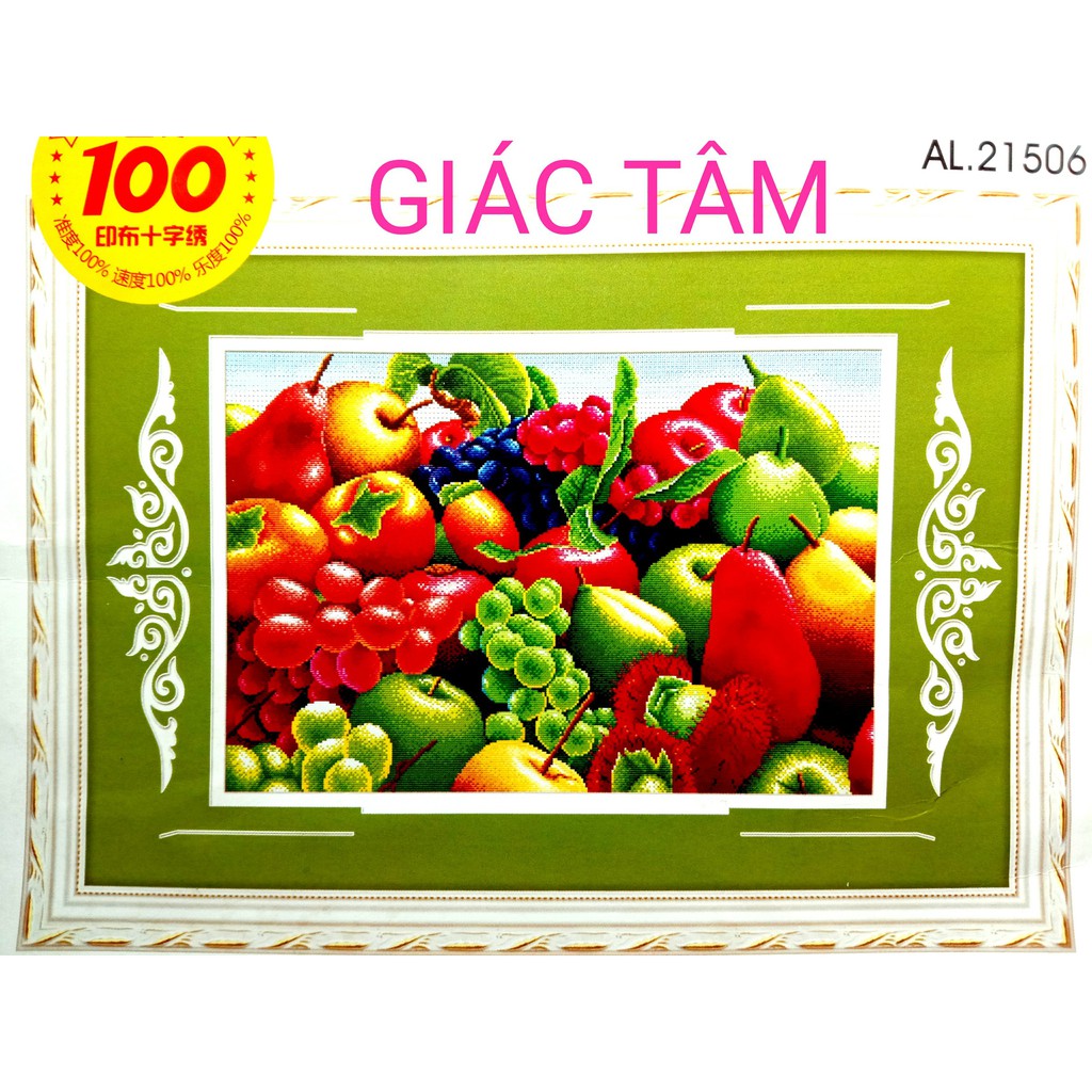 Tranh thêu TRÁI CÂY - 78x56cm - AL.21506 AL21506 - QUẢ BOM NHO MẬN LÊ - tranh thêu chữ thập chưa thêu