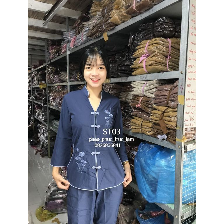Đồ lam, đồ đi chùa, đồ phật tử - cổ tàu thêu