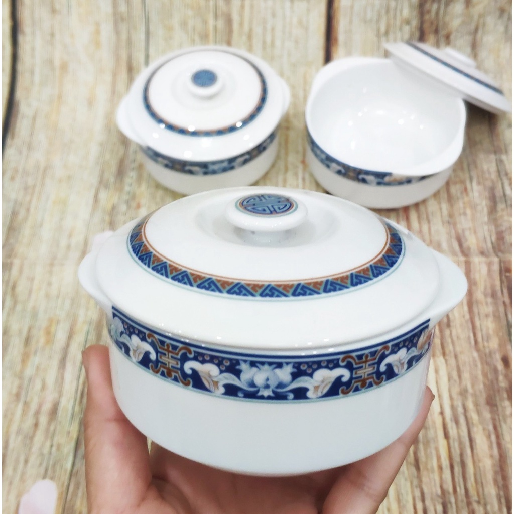 thố sứ có nắp sứ Minh Long - thố sứ có nắp Minh Long