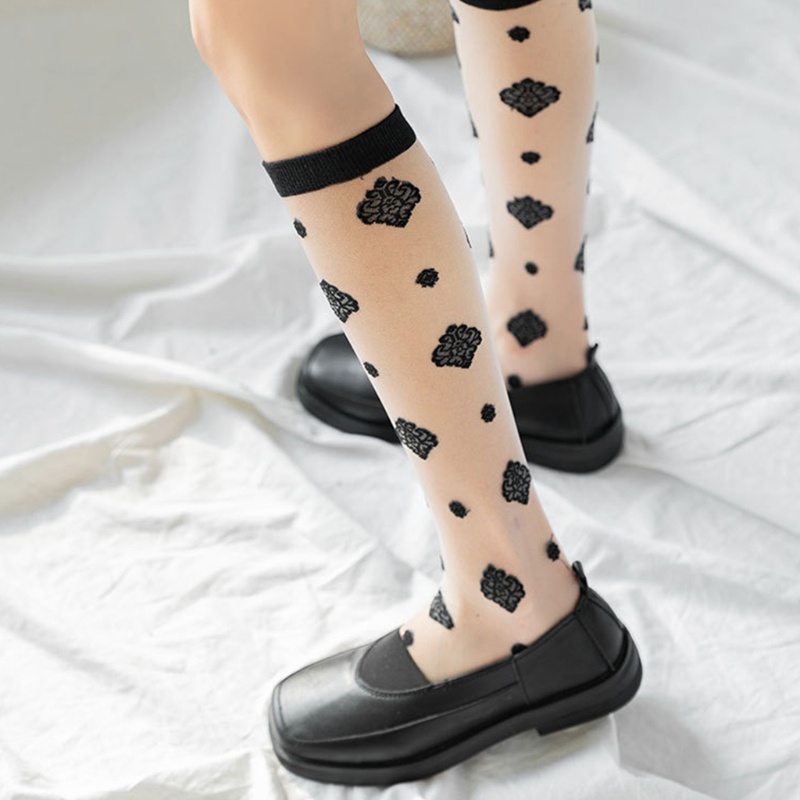 Vớ dài bằng vải lụa trong suốt in họa tiết hoa phong cách lolita dễ thương cho nữ | BigBuy360 - bigbuy360.vn