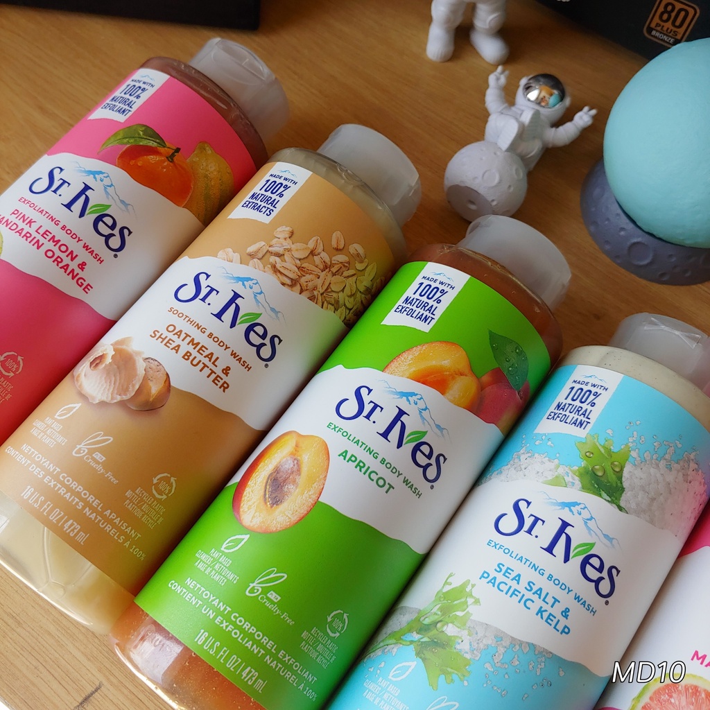 Sữa tắm trắng da, làm mịn, tẩy tế bào chết St.ives 473ml nhập khẩu Mỹ chính hãng