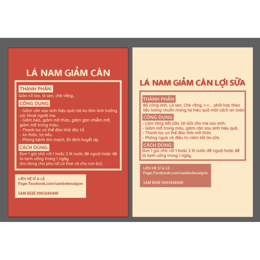 Lá Nam LỢI SỮA + GIẢM CÂN Cực Kỳ Hiệu quả (có cả loại dành cho người bình thường và loại dành cho phụ nữ cho con bú)