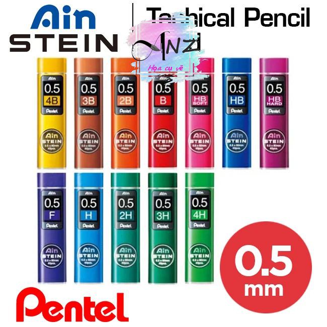 Ruột chì 0.5mm 2B,Ngòi chì Pentel Ain Stein 0.5mm 2B/3B/4B