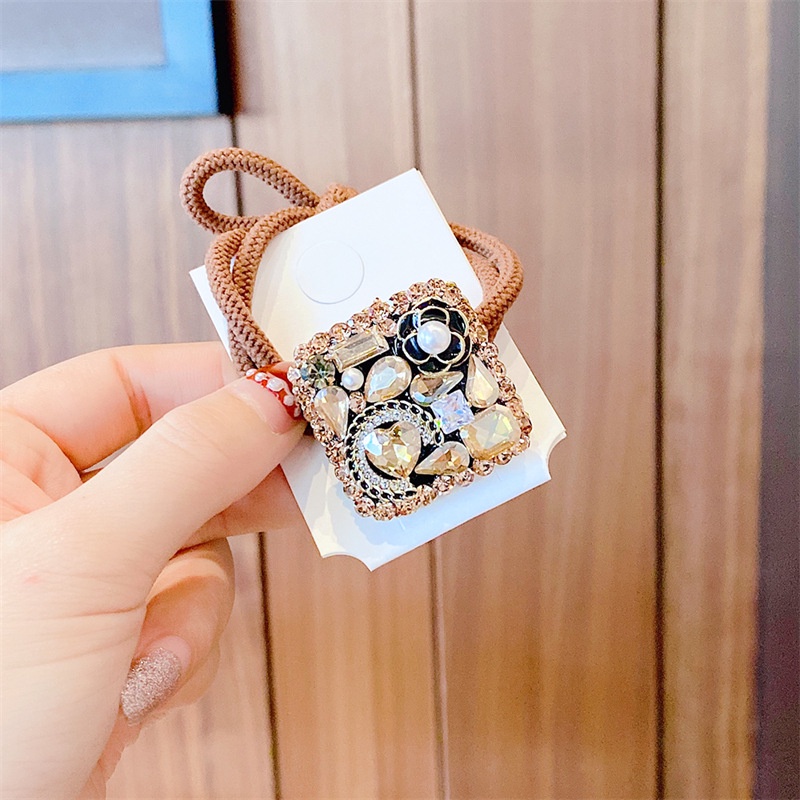 Dây Buộc Tóc Cao Su Co Giãn Đính Kim Cương Nhiều Màu Sang Trọng Cổ Điển Cho Nữ