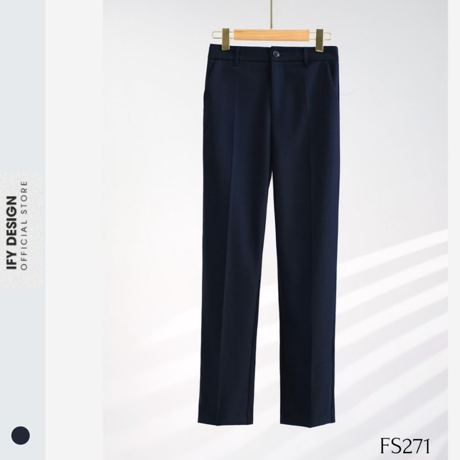 Quần baggy nữ skinny màu xanh than cao cấp IFY Design - QU0060