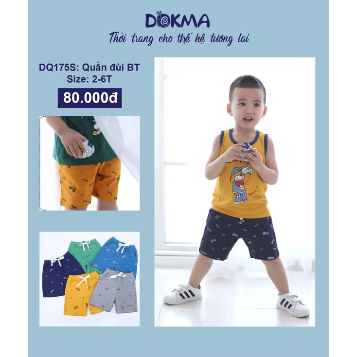 (2,3,6 tuổi) Quần đùi bé trai Dokma, chất cotton da cá mềm mát (DQ175S)