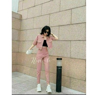 Set Bộ Vest Tay Lỡ Kèm Áo Trong Thời Trang