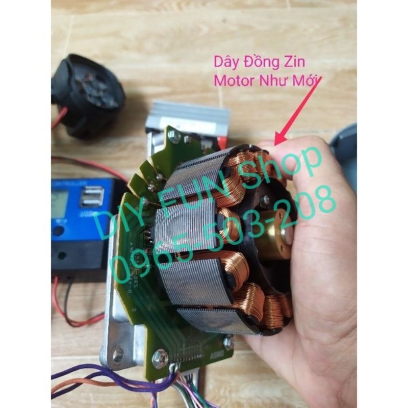 Điện Gió Sạc Ắc quy 12v / 24v với Combo Servo 200w thay motor BLDC 9,4w tròn