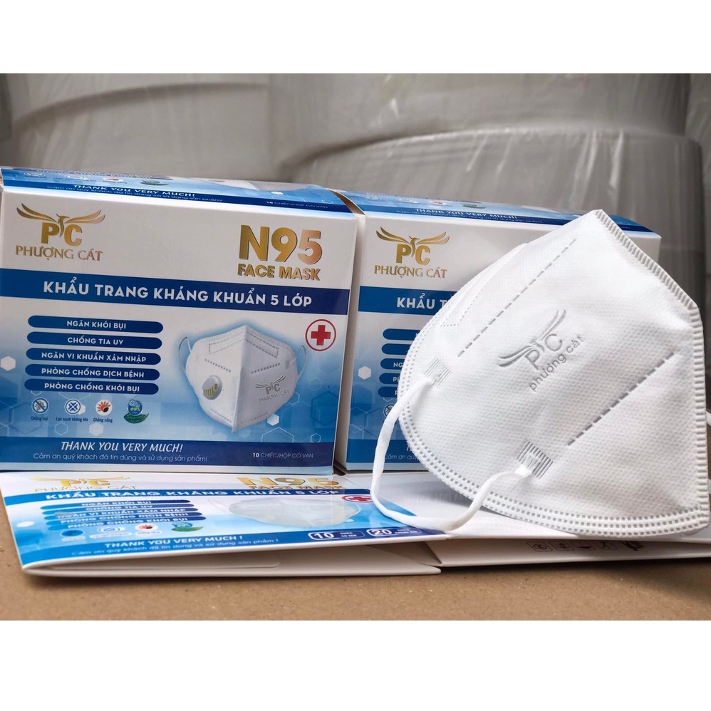 Hộp 20 Cái Khẩu Trang VNN95 PT Mask, 5 Lớp, kháng Khuẩn, Chống Bụi Siêu Mịn PM2.5, Màu Trắng