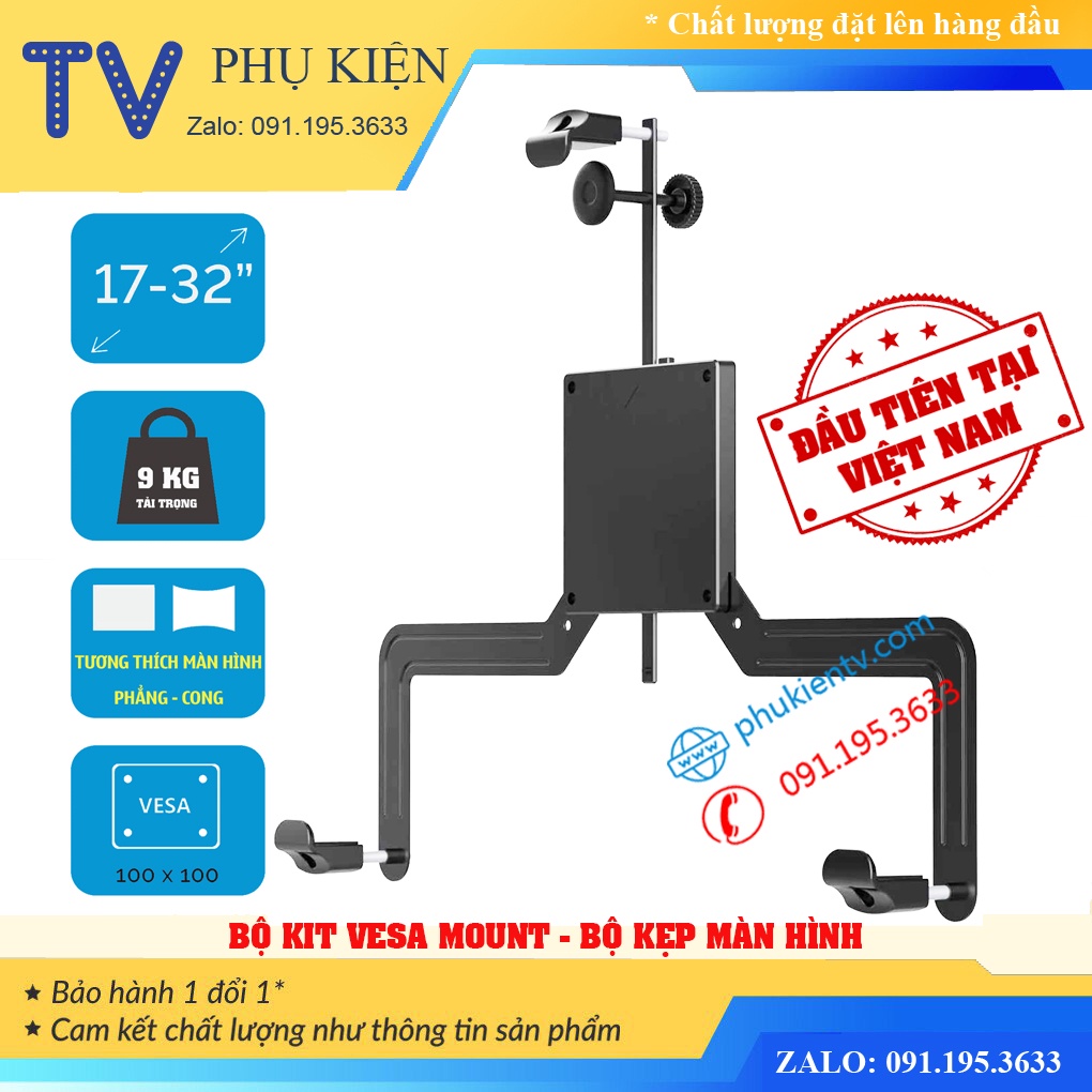 Bộ Kit Vesa Mount A2 17 - 32 Inch - Kẹp Màn Hình Không Có Lỗ Ốc VESA - Lắp Cùng Giá Treo Màn Hình [ Cao Cấp Hơn NB FP1 ]