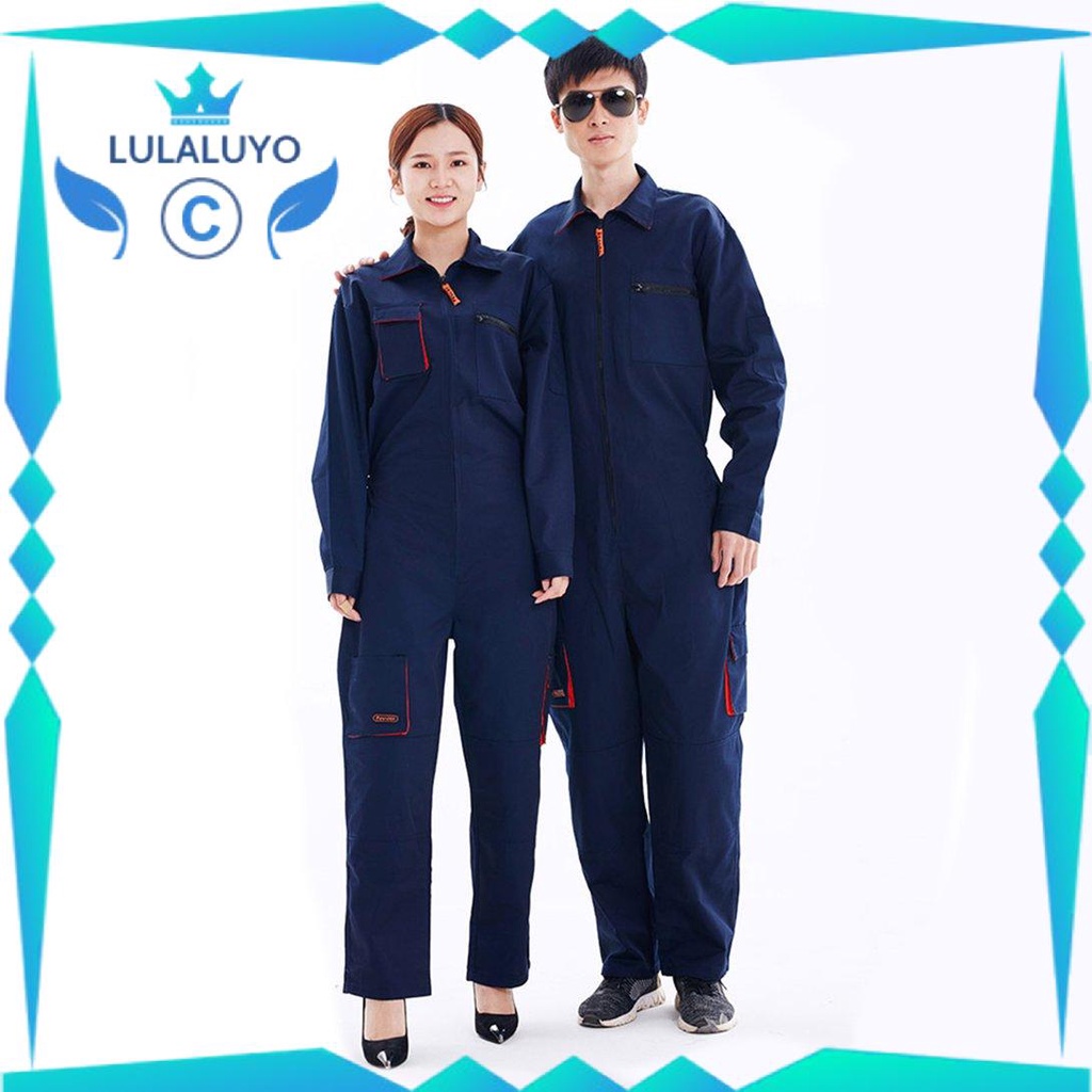 [Giá thấp]  Long Sleeve Pockets Coveralls Casual Jumpsuit Pants Workshop Working Clothes Dust-proof Protection Clothing  .lu