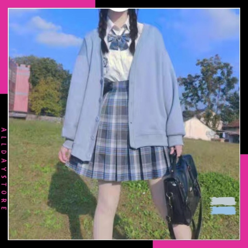 Áo khoác cardigan cài khuy, phong cách nữ sinh Nhật Bản