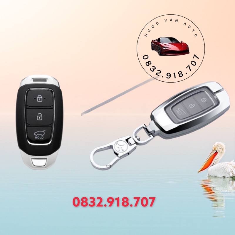 ốp chìa khoá Accent, Kona 2018-2021, 2 mẫu inox.titan, chìa thông minh 3 nút