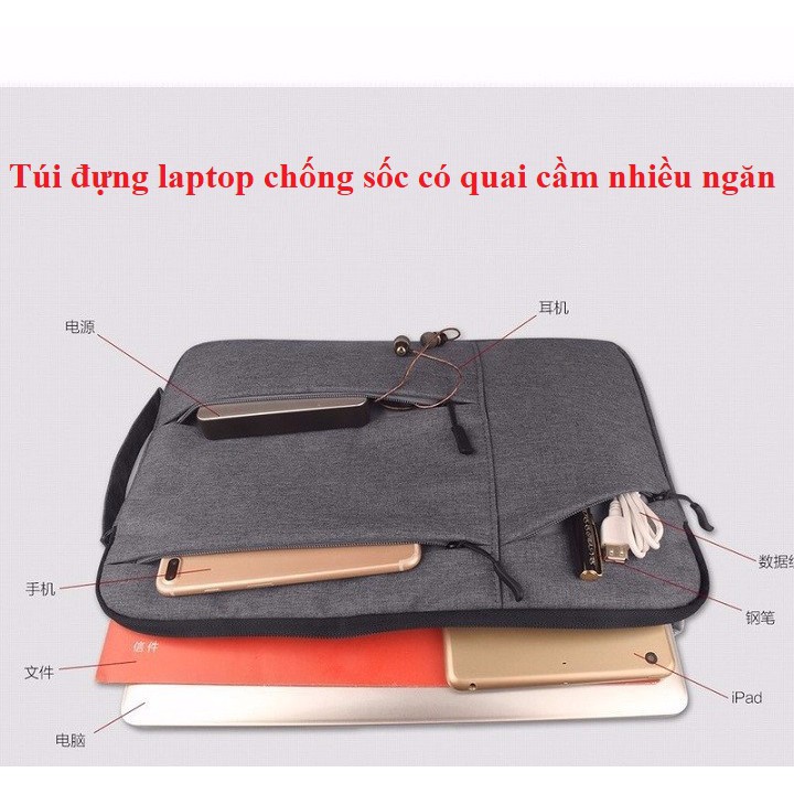 Túi đựng laptop 14 inch chống sốc có quai cầm nhiều ngăn sành điệu giá rẻ