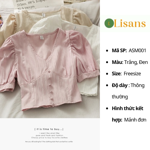 Áo kiểu nữ đẹp bánh bèo tiểu thư Hàn Quốc sexy crotop tay phồng mùa hè AKN004