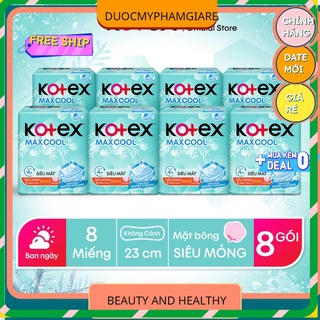 Combo 8 gói băng vệ sinh KOTEX Max Cool Siêu Mỏng Không Cánh 8miếng/gói giá rẻ